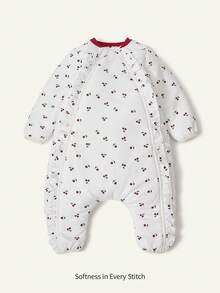 Cozy Pixies 1件婴儿加厚樱桃印花分腿荷叶边睡袋