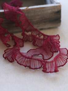 1 Yard Multi Color Embroidered Ruffle Lace Fabric Trim 2cm Wide For DIY Sewing Apparel Embellishment Costume Craft Decorative Accessory