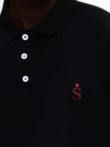 Áo Polo cổ bẻ dáng regular fit SUMWON với ba nút cài, thích hợp cho các dịp hè thường ngày, ngày Valentine. - màu đen - Xem 6