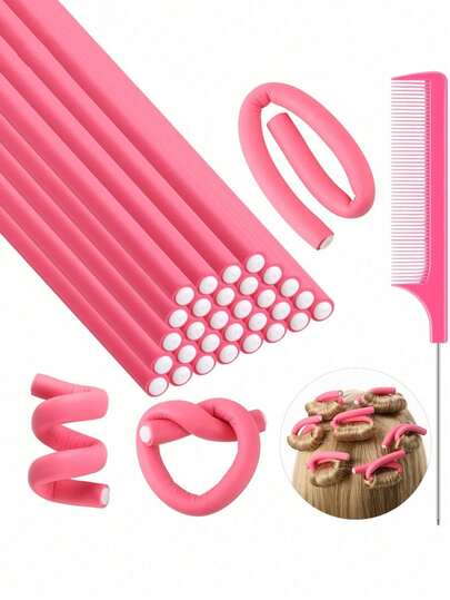 10/20/30/40/50 piezas Varillas flexibles de espuma para rizar el cabello con un peine de cola de rata, herramientas de peinado para uso diario, viajes y dormir, palillo de permanente, sin calor ni daño al cabello, rodillo de dormir, varilla barrera de calor universal, palillo de permanente en frío, herramienta de peinado, un regalo de cumpleaños, regalos navideños, regalo del Día de la Madre, rizador de cabello, rizadores de cabello, Navidad, rizador de cabello, rizadores de cabello, herramientas para cabello rizado