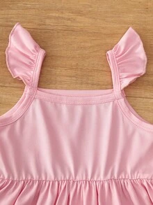 SHEIN Vintaside Kids 三件装女婴荷叶边吊带连衣裙，条纹配彩色花卉/粉色图案，甜美可爱，适合夏季玩耍和度假。 - 彩色 - 查看 3