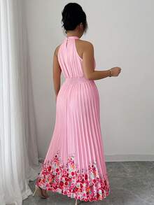 SHEIN Elenzya 大码梭织印花优雅夏季女式连衣裙 - 粉色 - 查看 2