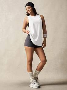 VARSIVA V-Neck Short Sleeve Hollow Back Loose T-Shirt - White - View 7