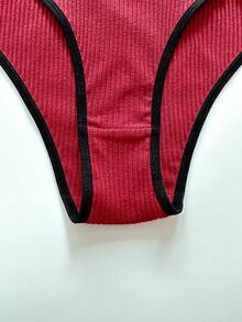 5件套女士撞色金属装饰舒适比基尼内裤 - 彩色 - 查看 5