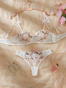 SHEIN 2 piezas Conjunto de lencería blanca transparente - Multicolor - Ver 1
