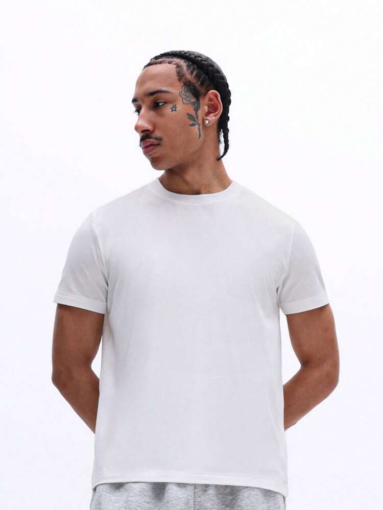 Crew Neck Tee With Back Patch