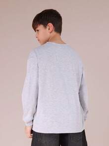 SUMWON Boys Long Sleeve Crew Neck T-Shirt With Club International Champion Division Graphic Print Casual Cotton Tee - Grey - View 2