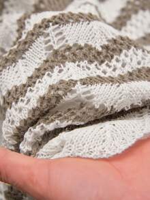 CosyJoli 大码优雅法式极简波浪纹多功能度假休闲镂空针织上衣和裤子两件套，轻盈透气，适合春夏穿着 - 駝色 - 查看 7