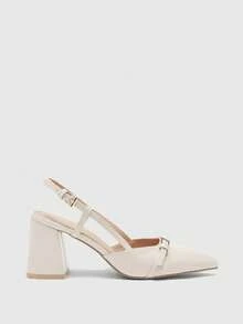 CUCCOO BIZCHIC Giày cao gót mũi nhọn màu đỏ tía cổ điển dành cho nữ, kiểu dáng slip-on, đa năng cho đi làm, hẹn hò, dự tiệc, kỳ nghỉ, đám cưới, Giáng sinh và mùa xuân. - Ngọc trai trắng - Xem 2