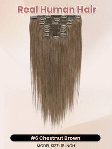 Chestnut Brown Clip In Hair Extensions Real Human Hair 120g 7pcs Clip In Human Hair Extensions Straight Remy Hair Clip In Hair Extensions - S6 - View 2