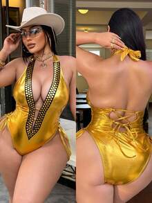 Swim SXY Bộ đồ bơi liền thân cỡ lớn gợi cảm, quyến rũ lấy cảm hứng từ nhạc tiệc tùng, kiểu dáng đa năng phù hợp cho nhiều dịp khác nhau. - Vàng - Xem 6