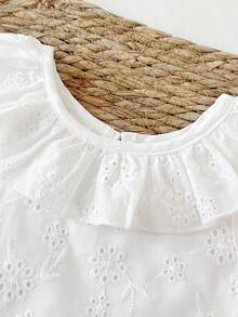 SHEIN Baby Girls Collared Shirt With Strawberry All-Over Print, Elastic Cuff, Ruffle Waist Skirt Set