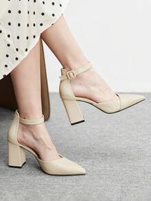 CUCCOO BIZCHIC Women's Pointed Toe Buckle Design Fashion High Heel Sandals For Daily Wear Summer - Beige - View 4