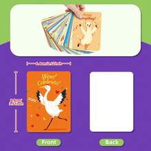 50-Pcs/Set Animal Pattern Cards, 50 Cards, Happy Birthday Text Cards, Creative And Fun Animal Cards, Animal Learning Cards - Multicolor - View 10