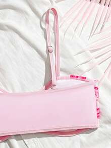 SHEIN 少女碎花印花可调节肩带泳衣套装，含罩衫和裙子，适合海滩、海边、度假、游泳。少女夏季三件套泳衣，含纱笼裙，碎花比基尼套装，粉色泳衣三件套，粉色泳衣，沙滩装泳衣，粉色三件套泳衣套装，粉色泳装，少女泳衣，碎花女孩沙滩套装，碎花比基尼泳衣套装，芙蓉花泳衣，三件套泳衣套装，粉色少女泳衣，少女泳衣三件套沙滩装，海岛女孩套装 - 粉色 - 查看 4