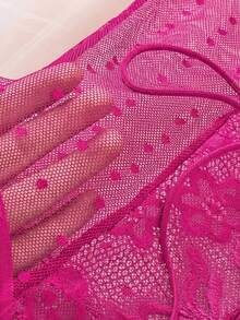 1pc Women's Sexy Lace & Mesh Bodysuit - Hot Pink - View 5