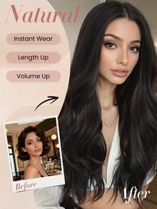 7 piezas de 120g Extensiones de cabello humano real de color negro natural con clips, extensiones de cabello humano recto Remy con clips - S1B - Ver 8