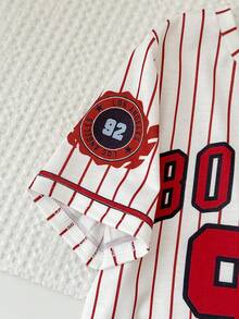 男童条纹休闲T恤短裤两件套 - 彩色 - 查看 3