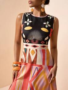 Zivah Lễ hội âm nhạc Xuân/Hè 2026, Lễ Phục Sinh, Ngày Thánh Patrick, Ngày Valentine, Hẹn hò, Phong cách miền Tây, Phong cách du mục, Tiệc sinh nhật, Lễ tốt nghiệp, Đại học, Sinh viên, Trang phục hàng ngày, Cơ bản, Đa năng, Thường ngày, Kỳ nghỉ, Du lịch tàu biển, Bãi biển, Tắm nắng, Phong cách thịnh hành, Thời trang đường phố, Khách dự đám cưới, Phong cách Boho, Đi làm, Ăn sáng muộn, Sân bay, Tiệc tùng, Đi chơi ngày lễ, Trang phục công sở. Đầm maxi chữ A không tay với họa tiết retro. - Hồng - Xem 8