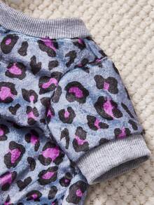 PETSIN 1件印花玫瑰红豹纹法兰绒卫衣，厚实保暖，适合宠物秋冬季穿着，灰色 - 灰色 - 查看 9