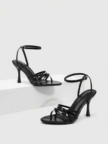 CUCCOO SZL Women's Buckle Design Fashionable Elegant Versatile High Heel Sandals Spring Shoes - Black - View 2