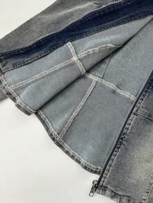 Elamini Women's Long Sleeve Zip Front Fitted Casual Denim Jacket