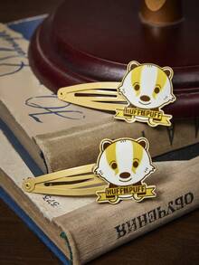 HARRY POTTER X SHEIN Yi'd 一对可爱的小动物图案黄色发夹 - 黃色 - 查看 1