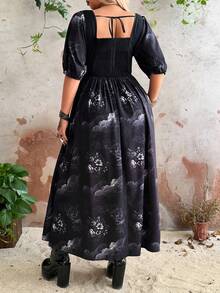 Whyspr Vestido de talla grande con ojales y empalme en 2 en 1 estilo punk - Negro - Ver 2