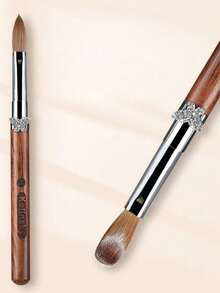 100% 貂毛蝴蝶檀木手柄压纹 UV 凝胶雕刻笔刷液体粉末 DIY 美甲绘画 - 棕色 - 查看 11