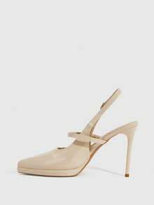 CUCCOO SZL 女鞋 尖头细高跟增高水桌杏色字样女式高跟鞋后跟增高空跟鞋 婚礼派对宴会夜店时尚简约高跟女鞋 - 杏色 - 查看 4