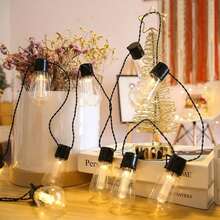 1 pieza Luz solar LED de 10 LED/20 LED a prueba de agua, luz blanca cálida, ocho modos de iluminación, adecuada para uso en exteriores, fiestas, campamentos, viviendas, carreteras y decoración de barandillas. [Solar] - Bombilla solar - Ver 4