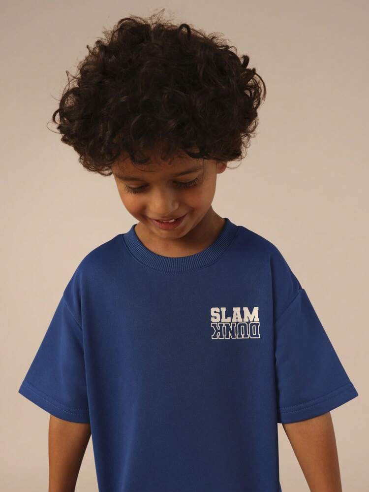 Basketball Print T-Shirt And Shorts Set