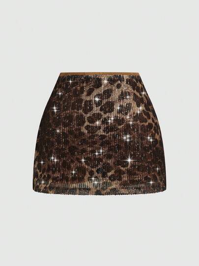 Sweetra Váy ngắn nữ phong cách retro gợi cảm lãng mạn thanh lịch, đa năng, đính sequin họa tiết da báo nổi bật, thoải mái, thích hợp cho kỳ nghỉ, quần short sequin da báo, váy lễ hội, trang phục lễ hội, kỳ nghỉ, mùa tựu trường, tiệc tựu trường, trang phục đi xem hòa nhạc, mùa xuân & hè + Coachella/lễ hội âm nhạc/tiệc tùng.