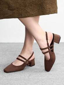CUCCOO BIZCHIC Women's Classic Chocolate Brown Lace-Up Low Heel Shoes, Essential For All Seasons Globally Valentine's Day - Chocolate Brown - View 5