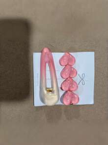 Zazumi 粉色爱心发夹套装，可爱侧刘海发夹，适合女性和女孩，卡通可爱发饰，适合细软发质和造型 - 漸變粉色 - 查看 7