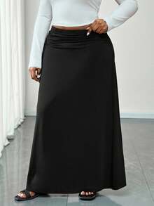 Truni 大码女士优雅复古浪漫宽松A字针织长裙，适合2026年新年派对和聚会，适合梨形和三角形身材 - 黑色 - 查看 4