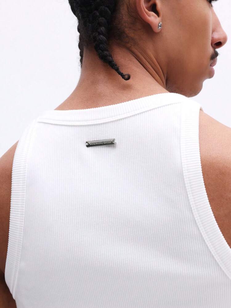 Ribbed Tank With Script Branding