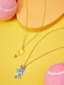 LOONEY TUNES X SHEIN Zinc Alloy Cartoon Pattern Printed Delicate Chain Necklace Set, Simple & Cute, Elegant & Niche, Suitable For Party, Concert, Festival - Gold - View 6
