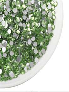 2000pcs 3-6mm Green Flat Resin Rhinestones, Round Jelly Gemstones For Making Accessories Shoes, Clothes, Cosmetics, Bags, Decoration - Green - View 4