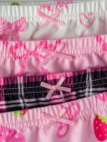 SHEIN 4件套女童简约纯色无钢圈吊带背心和舒适平角内裤套装 - 彩色 - 查看 3