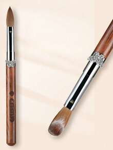 100% 貂毛蝴蝶檀木手柄压纹 UV 凝胶雕刻笔刷液体粉末 DIY 美甲绘画 - 棕色 - 查看 7