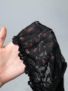 WENEZON Men's Lace Patchwork Sexy Sheer Briefs - Black - View 7