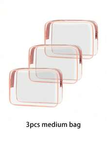 4 件套时尚简约男女通用洗漱包，防水透明化妆包，容量 1 夸脱，适合旅行，男女皆宜，可携带登机，可赠送 1/2/3 件。 - 粉色 - 查看 22