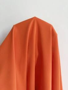 BrightlyHer 大码夏季休闲碎花拼接圆领短袖连衣裙 - 亮橙色 - 查看 7