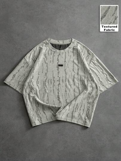 PAVTROS Men's Textured Crew Neck Casual Loose Short Sleeve T-Shirt