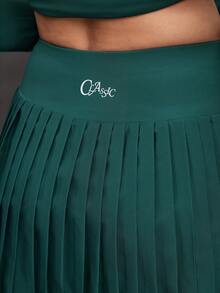 Activina Women's Solid Color High Waist Pleated Pocket Casual Versatile Daily Workout Outdoor Sports Skorts Pleated Skort - Dark Green - View 4