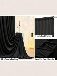 5英尺 x 7英尺/8英尺/10英尺 无褶皱涤纶摄影背景布，适用于派对、婚礼、生日和其他场合 - 黑色 - 查看 7