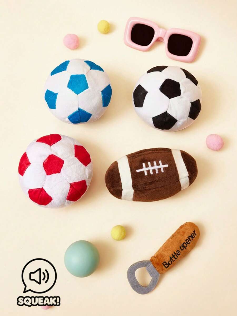 PETSIN New Ball-Shaped Pet Plush Squeaky Dog Toy