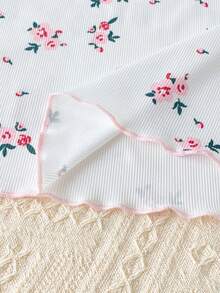 少女优雅碎花长袖睡裙，及膝睡衣 - 粉色 - 查看 7