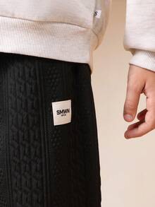 SUMWON Boys Cable Knit Cuffed Jogger Sweatpants Cozy Winter Ribbed Ankle Elastic Waistband Drawstring Comfortable Casual Wear Vacation - Black - View 5